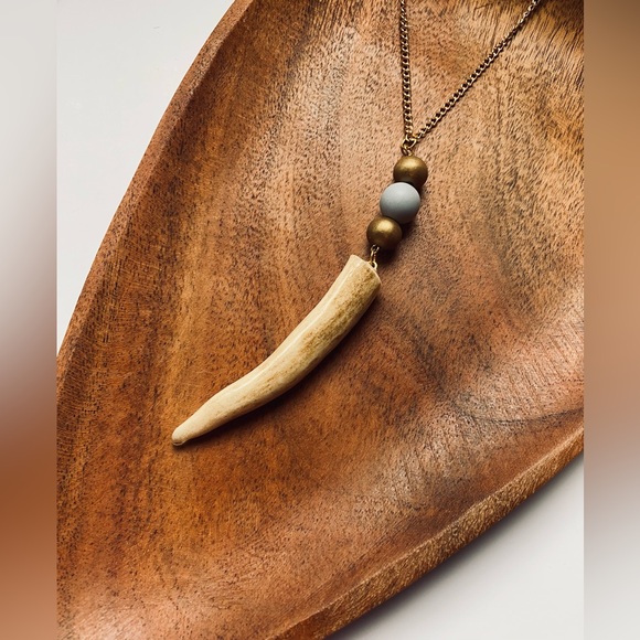 Birch and Tine Deer Antler Necklace - Picture 1 of 3